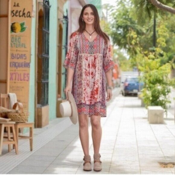 Sundance Boho Festival Tie Dye Mini Dress Wild Provence - Picture 2 of 7